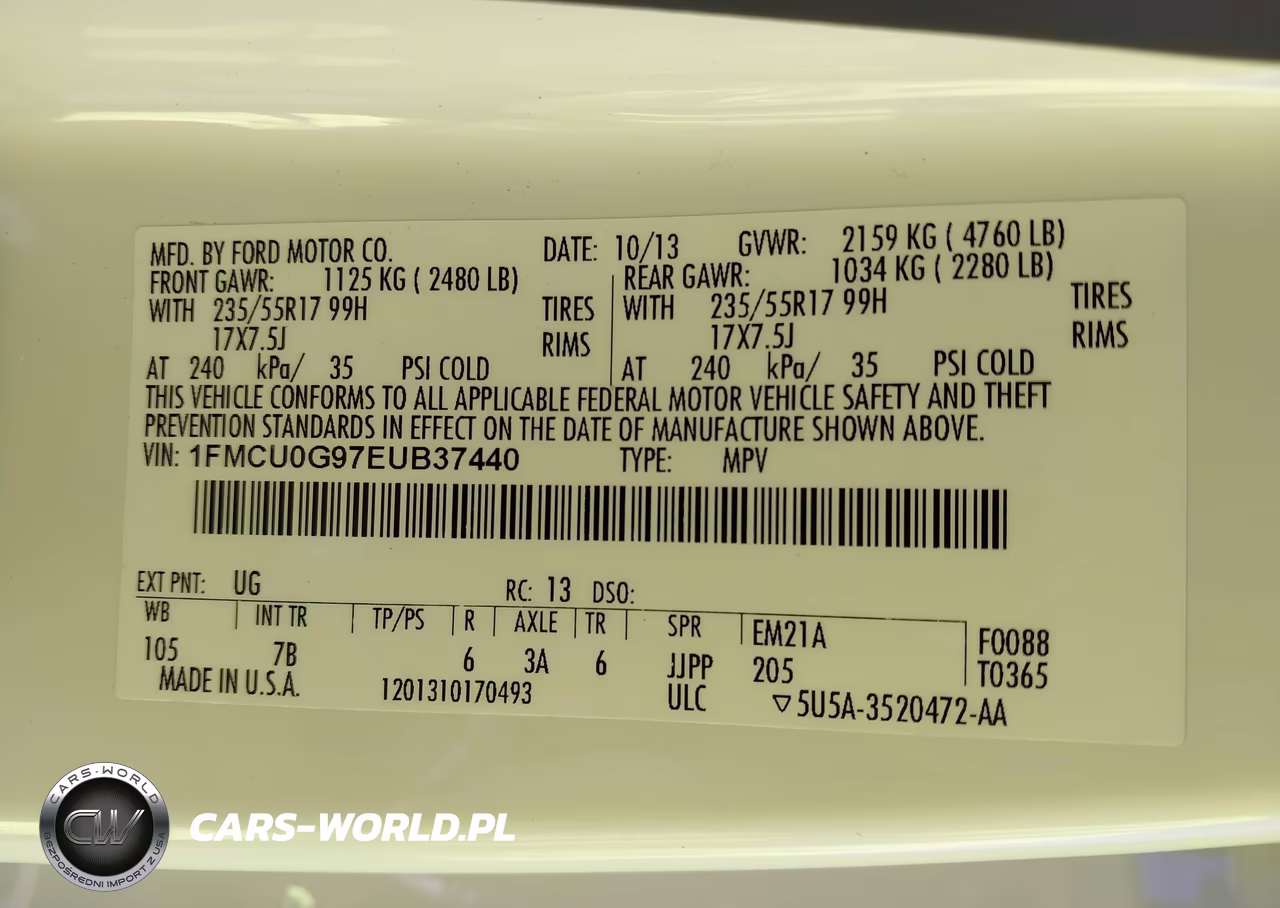2014 Ford Escape Se VIN:1FMCU0G97EUB37440 - 9