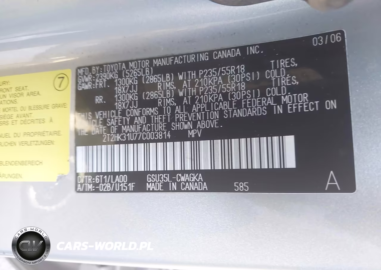 2007 Lexus Rx 350 VIN:2T2HK31U77C003814 - 9