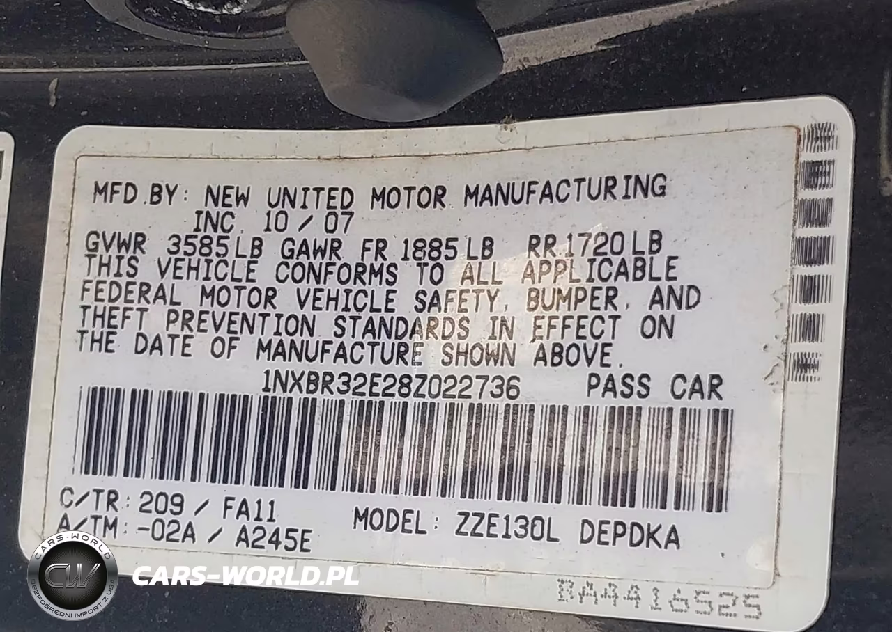 2008 Toyota Corolla Ce VIN:1NXBR32E28Z022736 - 9