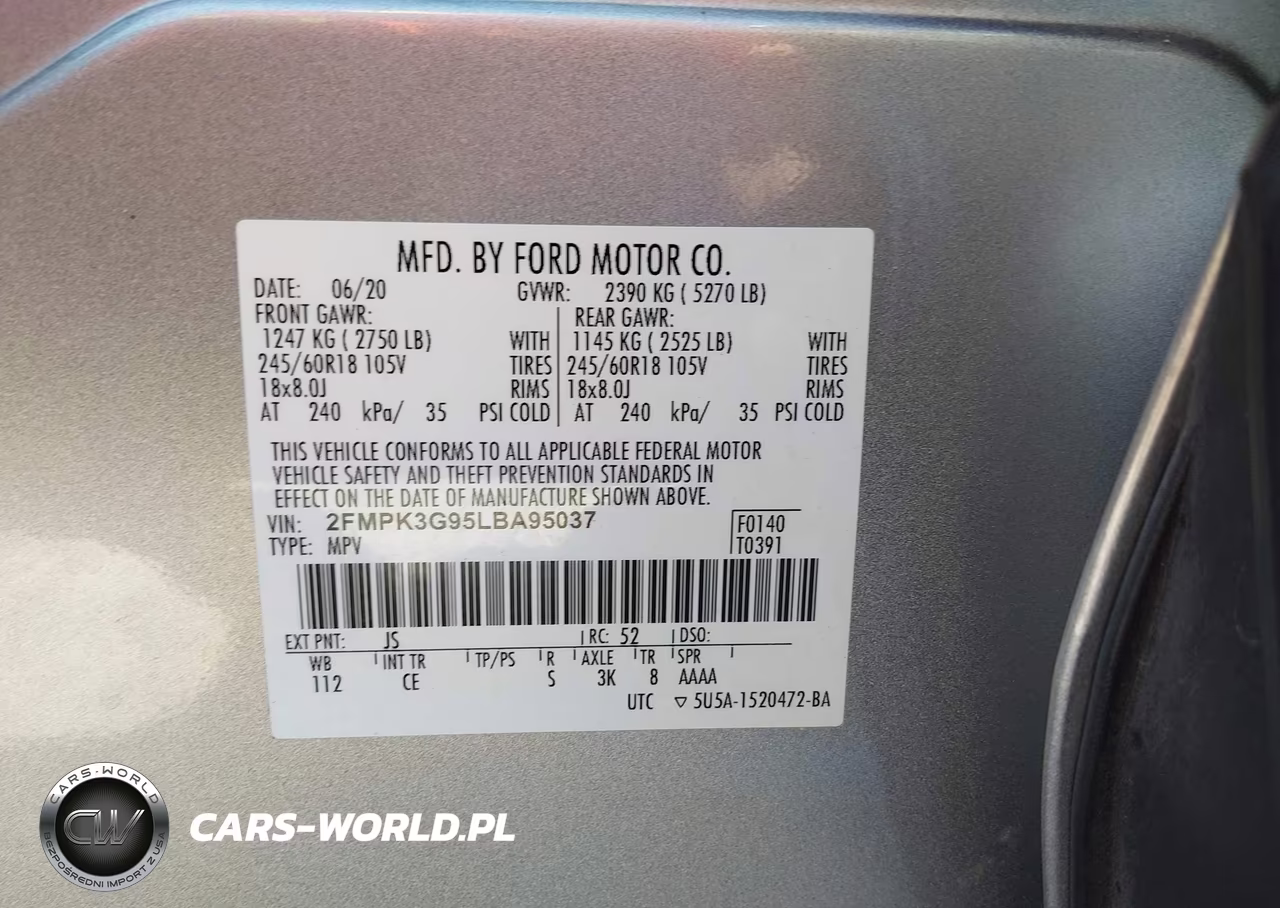 2020 Ford Edge Se VIN:2FMPK3G95LBA95037 - 9