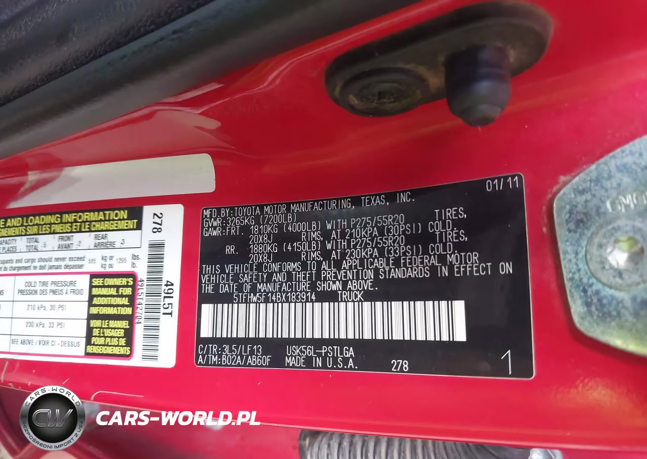 2011 Toyota Tundra Limited 5.7L V8 VIN:5TFHW5F14BX183914 - 9