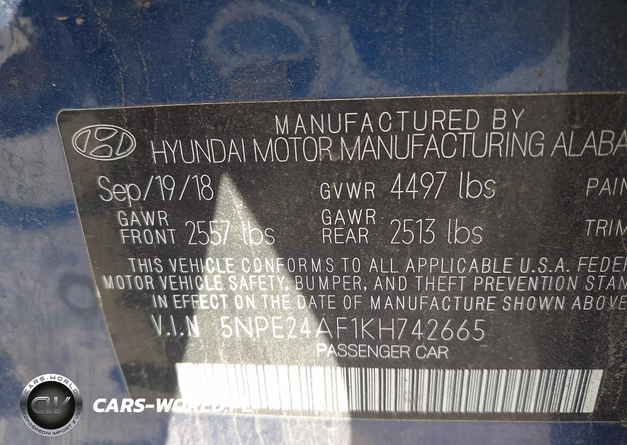 2019 Hyundai Sonata Se VIN:5NPE24AF1KH742665 - 9