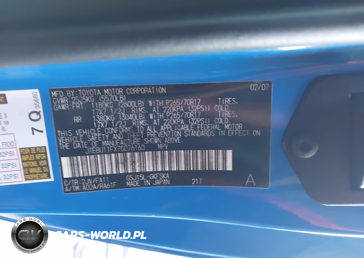 2007 Toyota Fj Cruiser VIN:JTEBU11FX70076160 - 9