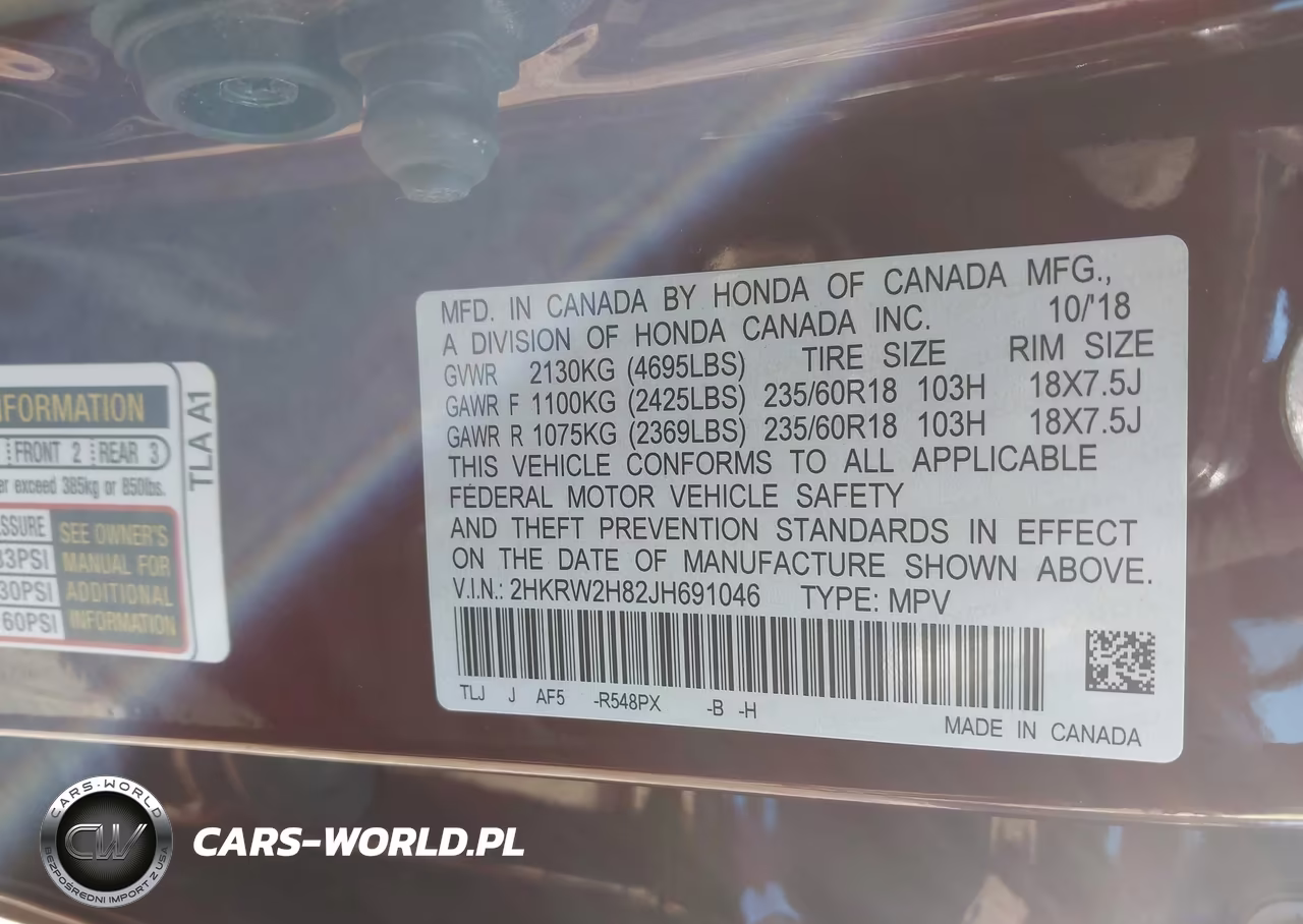 2018 Honda Cr-V Ex-L-Ex-L Navi VIN:2HKRW2H82JH691046 - 9