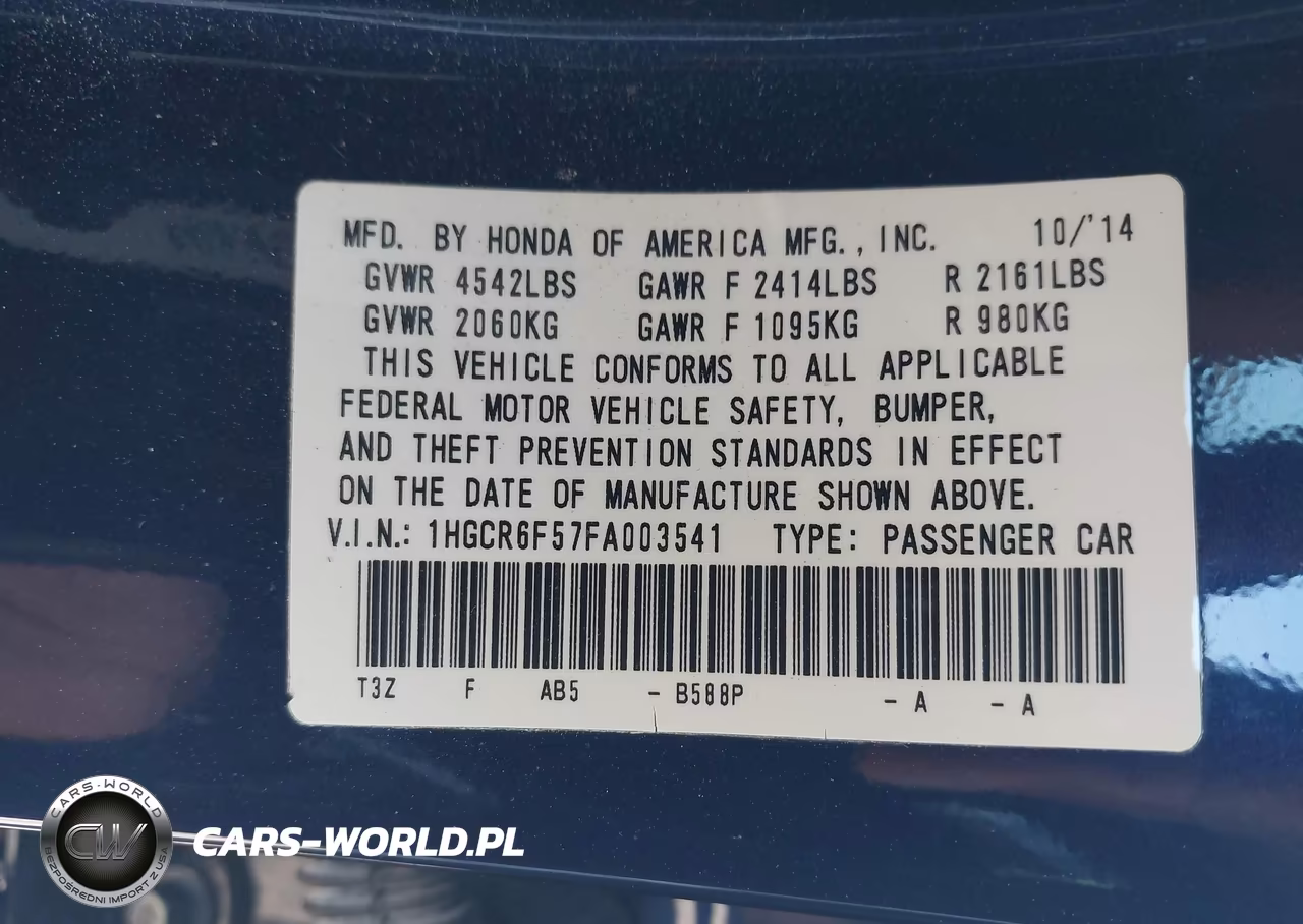 2015 Honda Accord Hybrid Ex-L VIN:1HGCR6F57FA003541 - 9