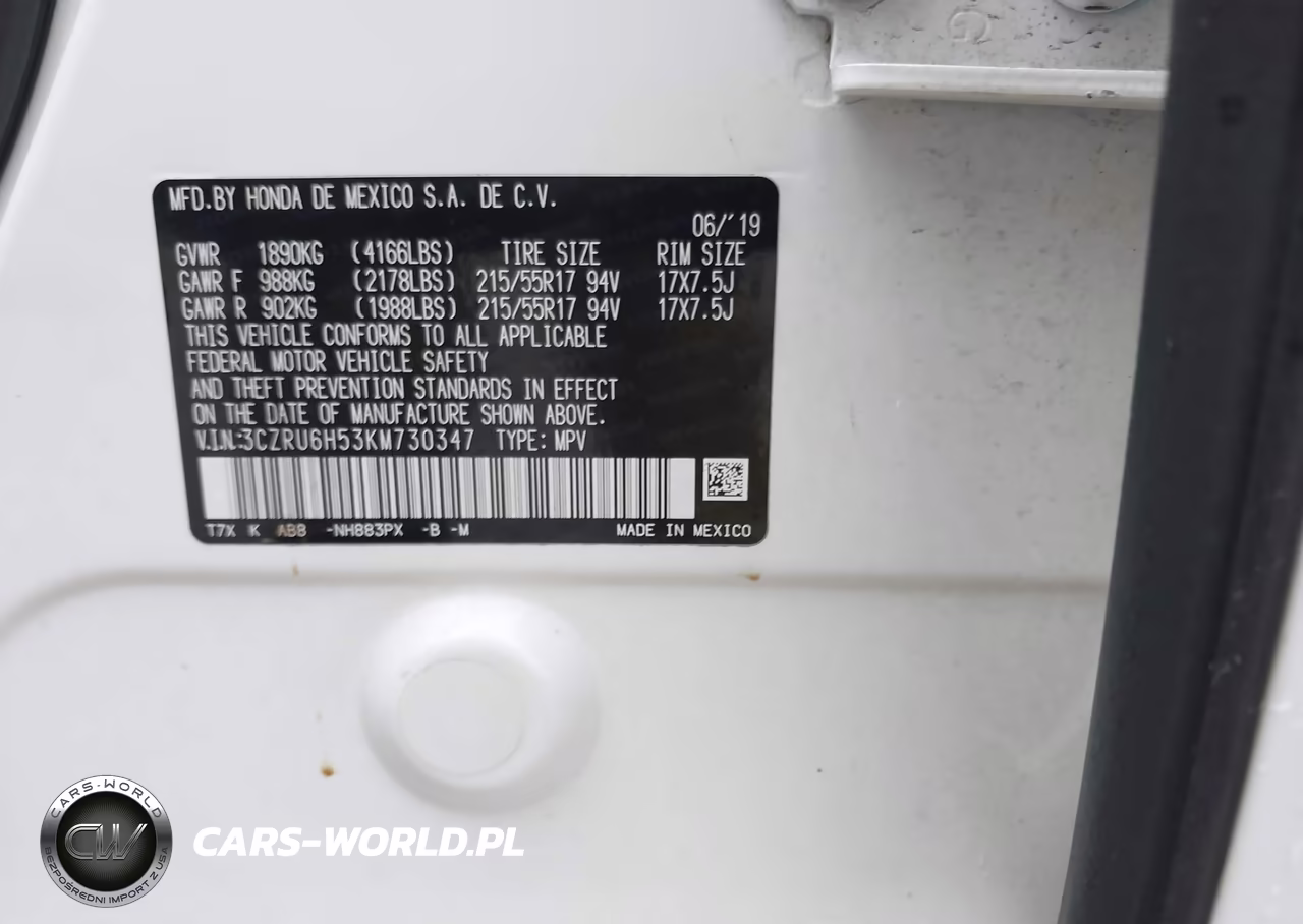 2019 Honda Hr-V Ex VIN:3CZRU6H53KM730347 - 9
