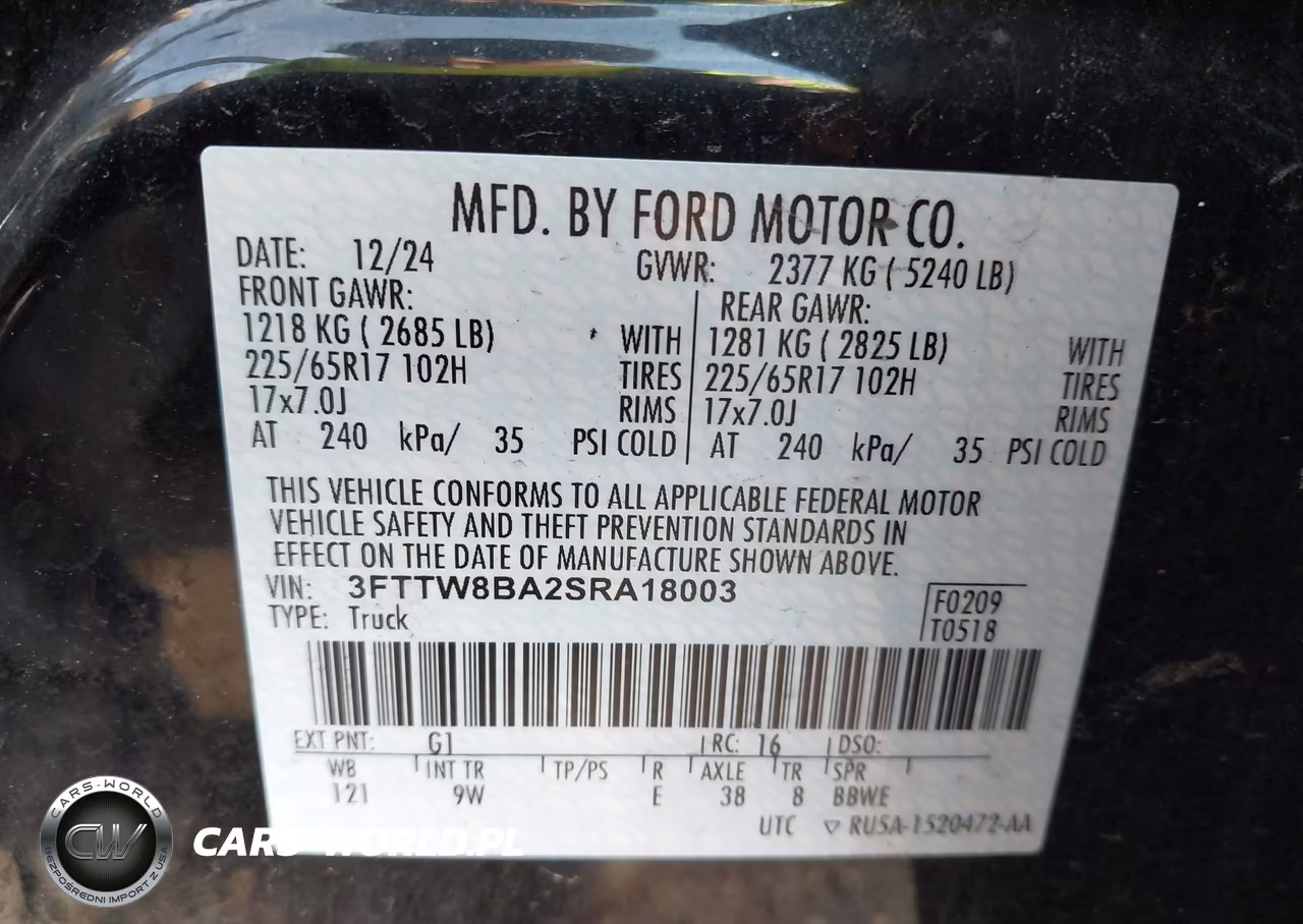 2025 Ford Maverick Xl VIN:3FTTW8BA2SRA18003 - 9