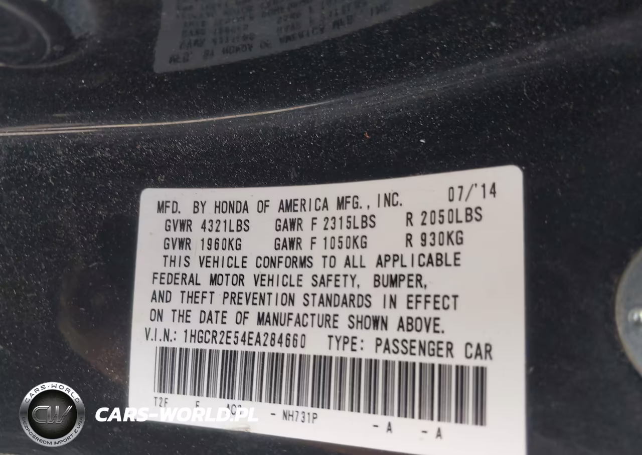2014 Honda Accord Sport VIN:1HGCR2E54EA284660 - 9