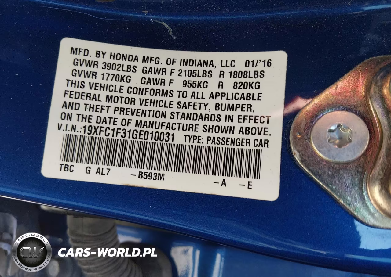 2016 Honda Civic Ex-T VIN:19XFC1F31GE010031 - 9