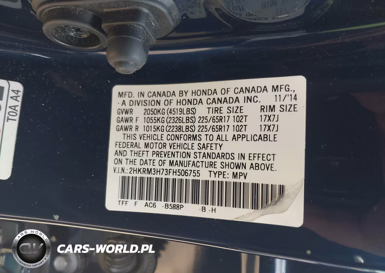 2015 Honda Cr-V Ex-L VIN:2HKRM3H73FH506755 - 9
