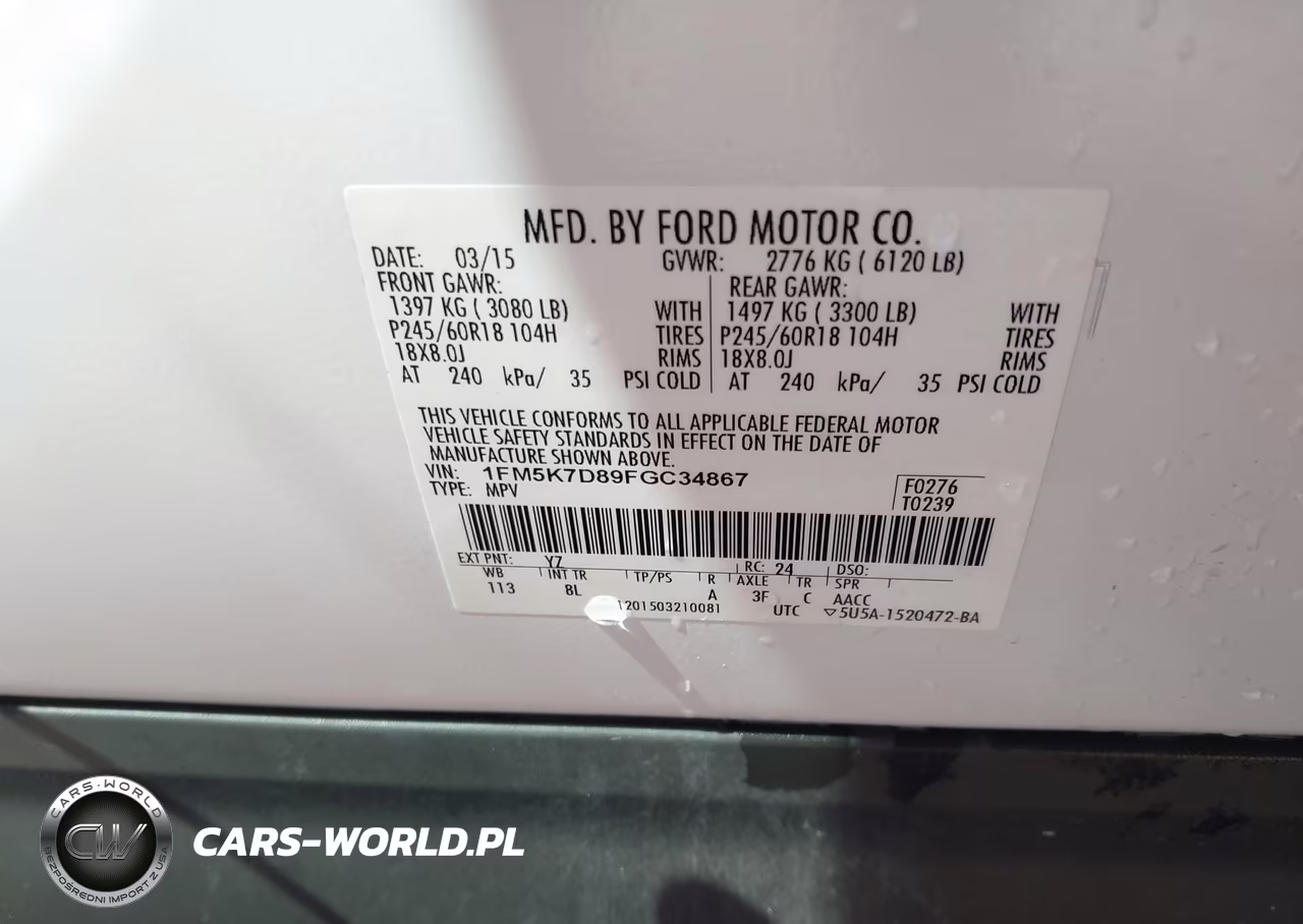 2015 Ford Explorer Xlt VIN:1FM5K7D89FGC34867 - 9