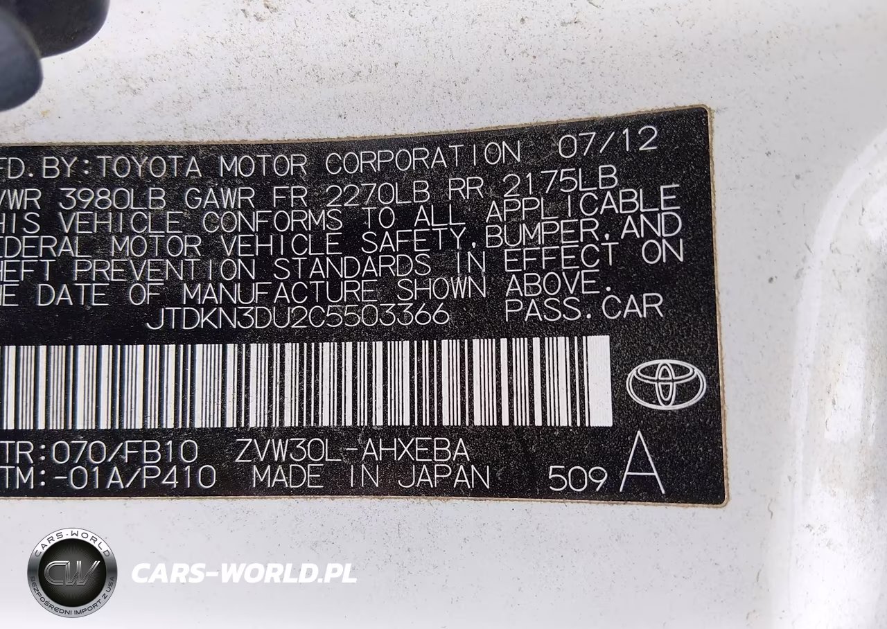2012 Toyota Prius Two VIN:JTDKN3DU2C5503366 - 9