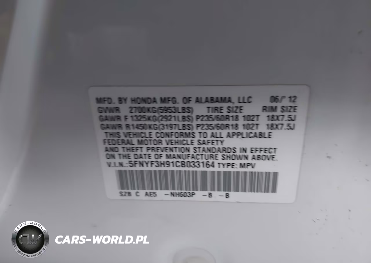 2012 Honda Pilot Touring VIN:5FNYF3H91CB033164 - 9
