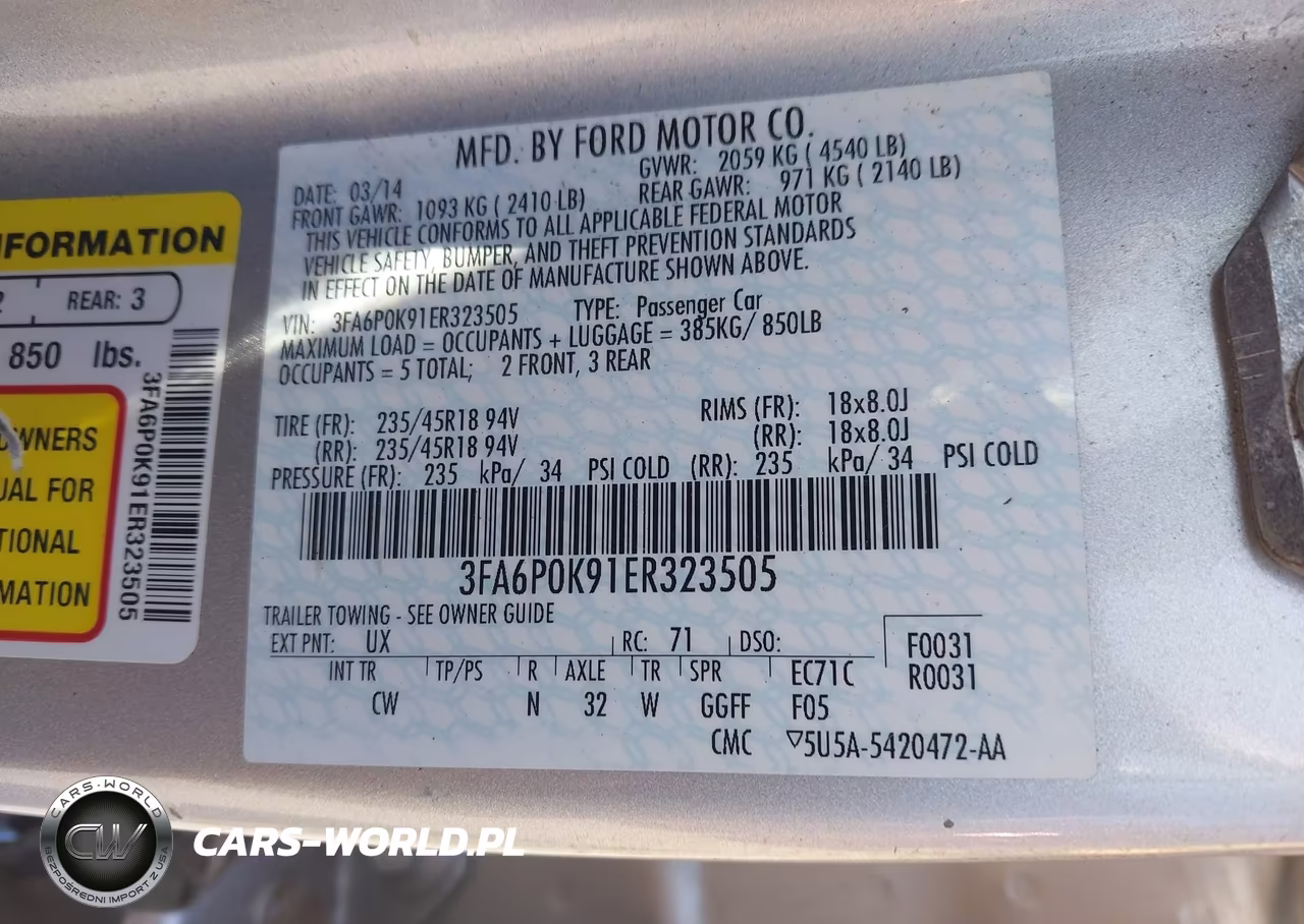 2014 Ford Fusion Titanium VIN:3FA6P0K91ER323505 - 8