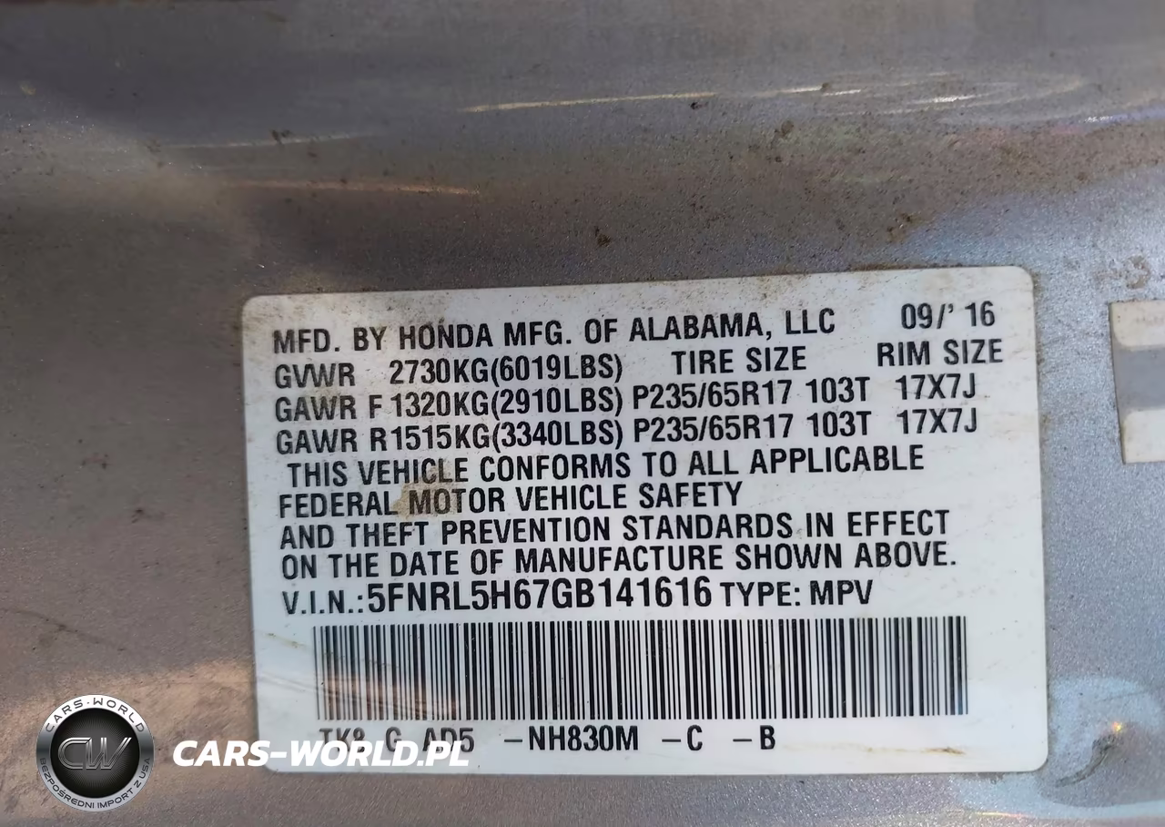 2016 Honda Odyssey Ex-L VIN:5FNRL5H67GB141616 - 9