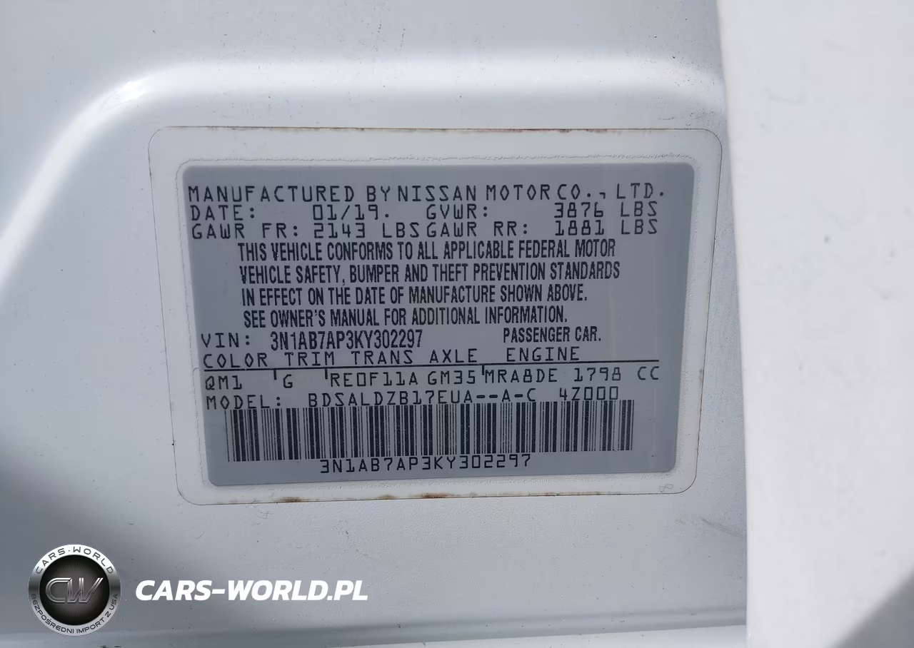 2019 Nissan Sentra Sv VIN:3N1AB7AP3KY302297 - 9