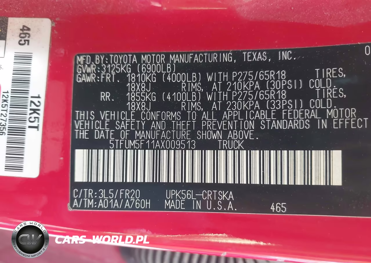 2010 Toyota Tundra Grade 4.6L V8 VIN:5TFUM5F11AX009513 - 9