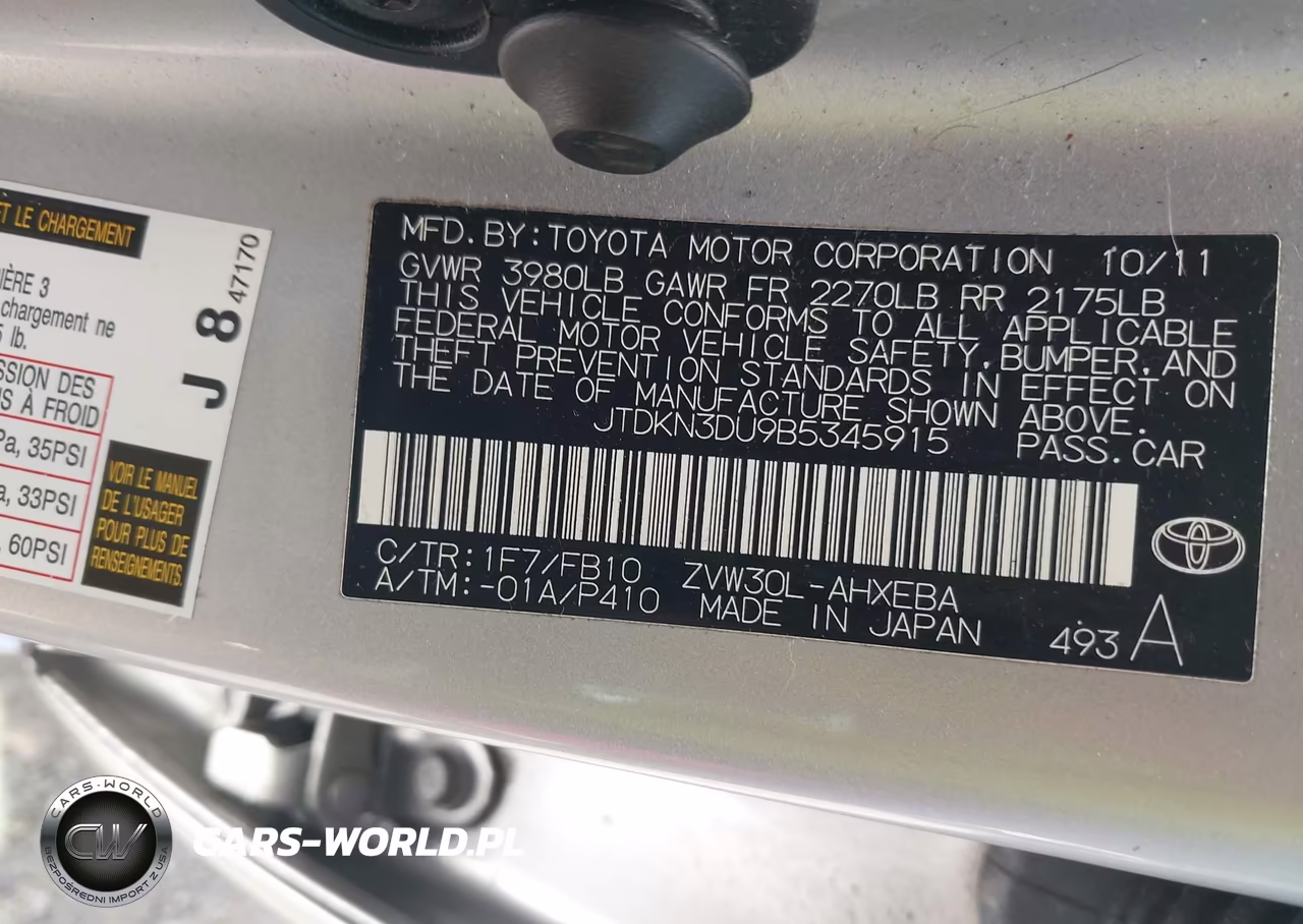 2011 Toyota Prius Two VIN:JTDKN3DU9B5345915 - 9