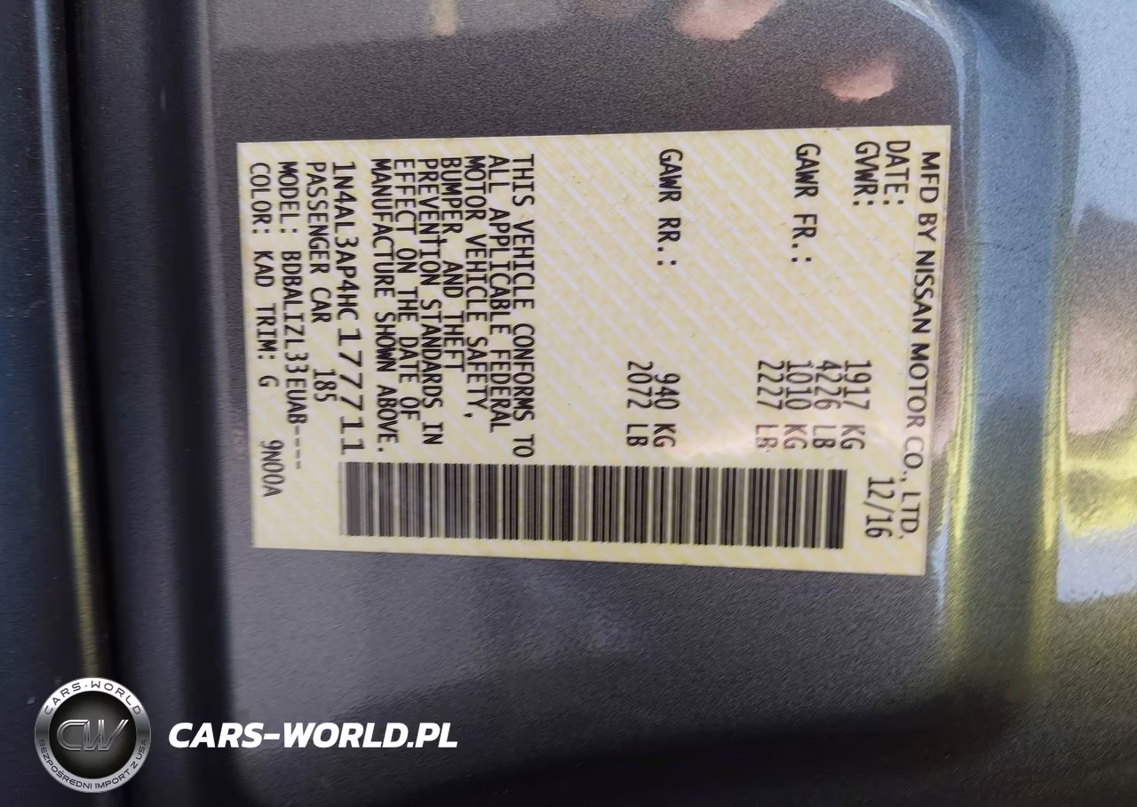 2017 Nissan Altima 2.5 Sv VIN:1N4AL3AP4HC177711 - 9