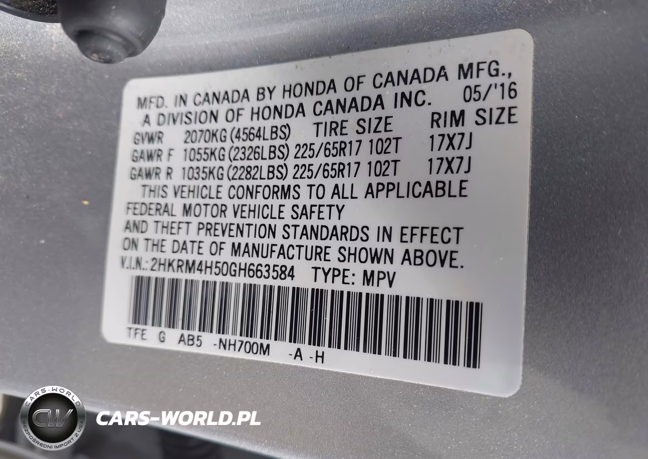2016 Honda Cr-V Ex VIN:2HKRM4H50GH663584 - 9
