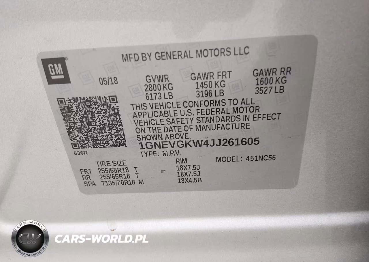 2018 Chevrolet Traverse 1Lt VIN:1GNEVGKW4JJ261605 - 9