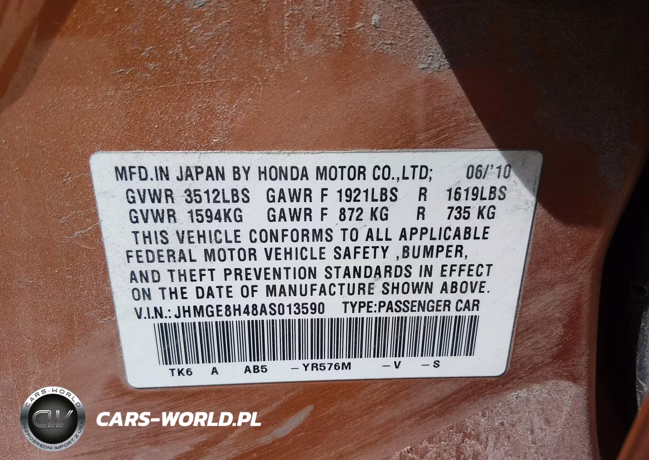 2010 Honda Fit Sport VIN:JHMGE8H48AS013590 - 9