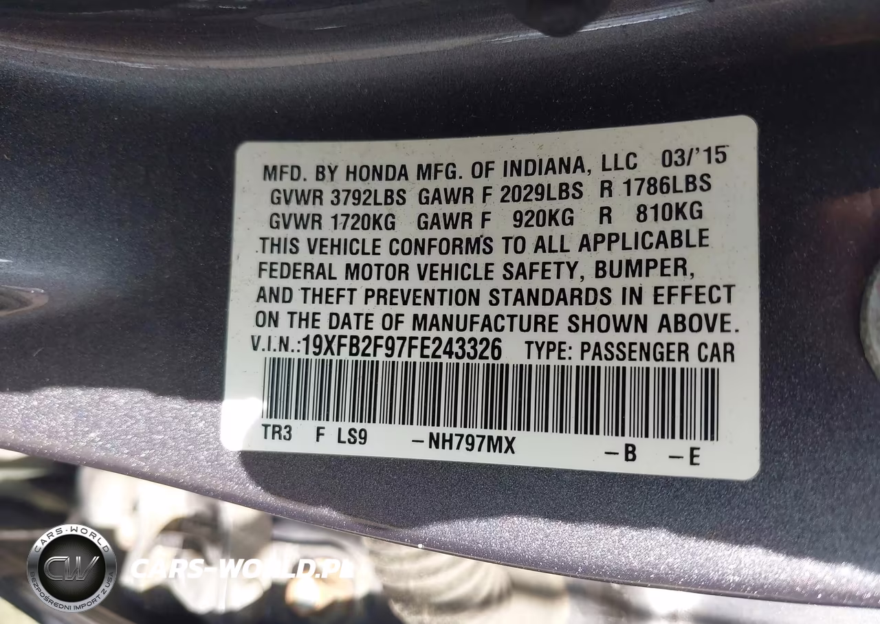 2015 Honda Civic Ex-L VIN:19XFB2F97FE243326 - 9