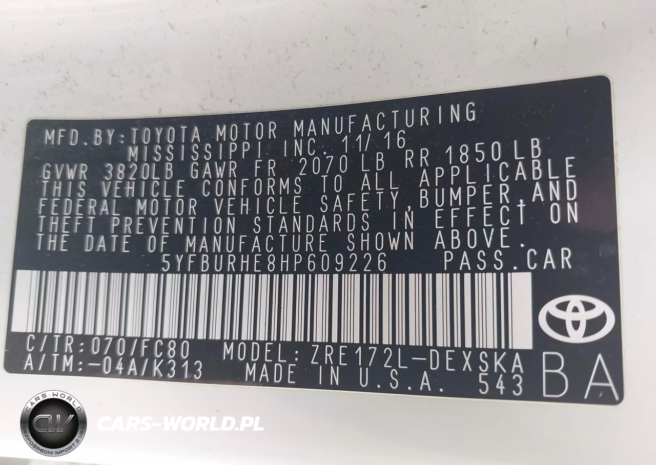 2017 Toyota Corolla Se VIN:5YFBURHE8HP609226 - 9