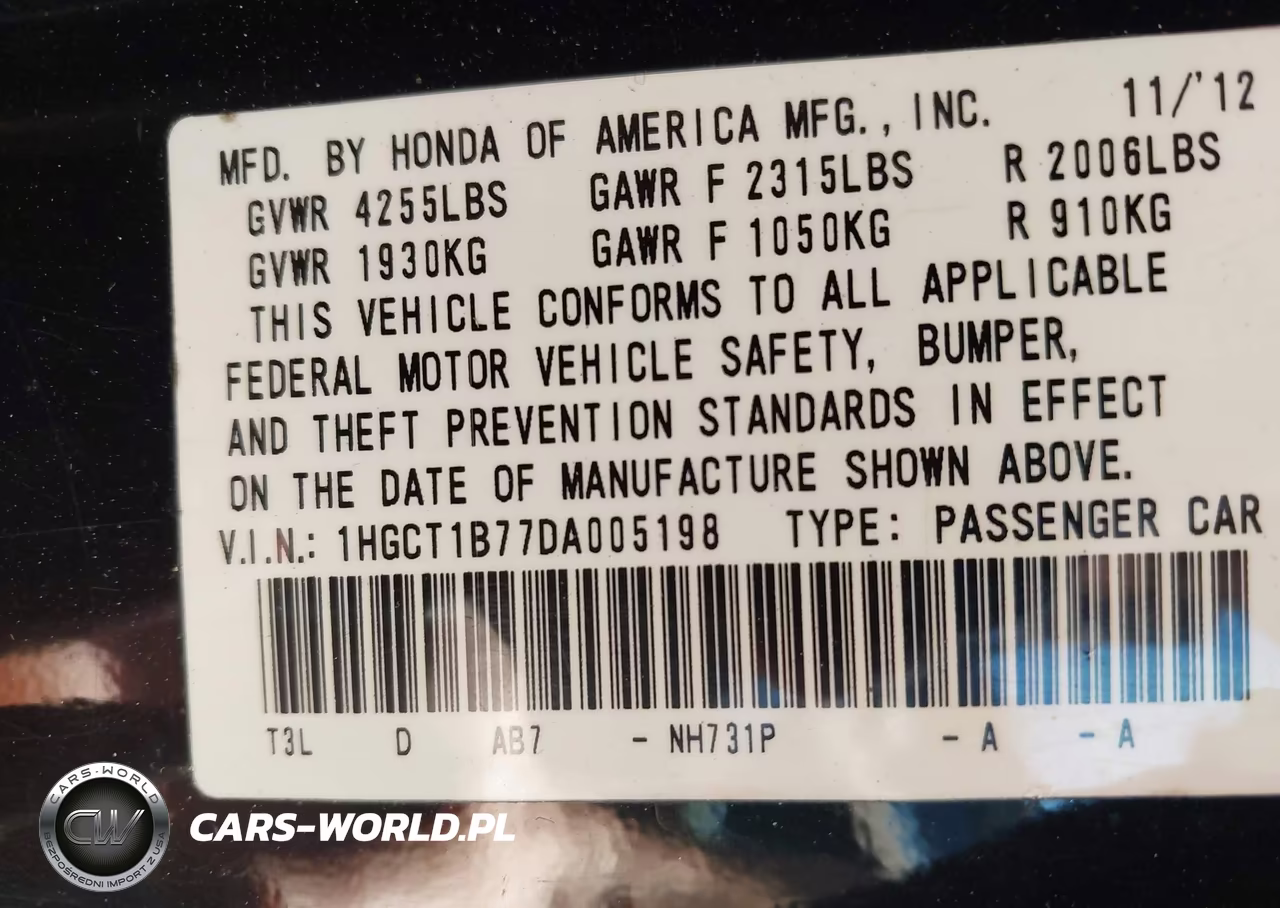2013 Honda Accord Ex VIN:1HGCT1B77DA005198 - 9