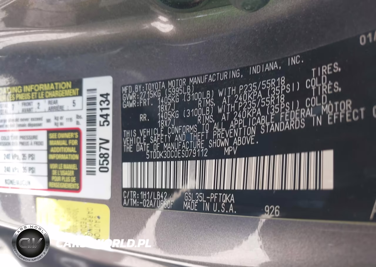 2014 Toyota Sienna Xle 7 Passenger VIN:5TDDK3DC0ES079112 - 9