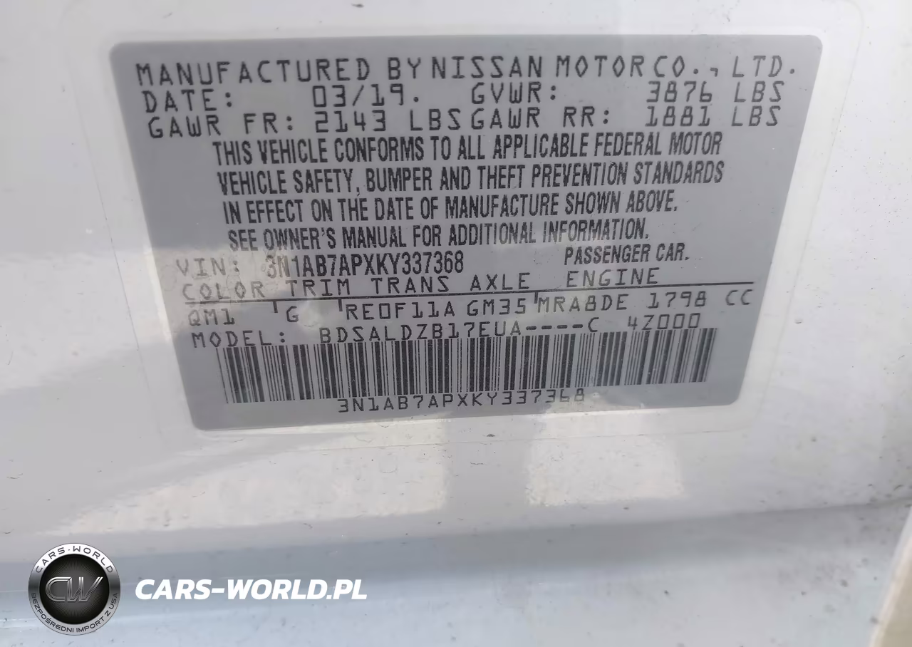 2019 Nissan Sentra Sv VIN:3N1AB7APXKY337368 - 9
