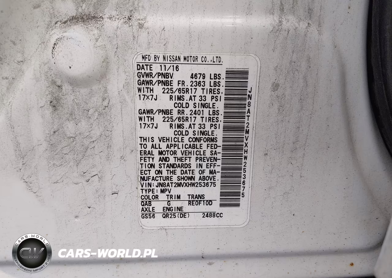 2017 Nissan Rogue Sv VIN:JN8AT2MVXHW253675 - 9