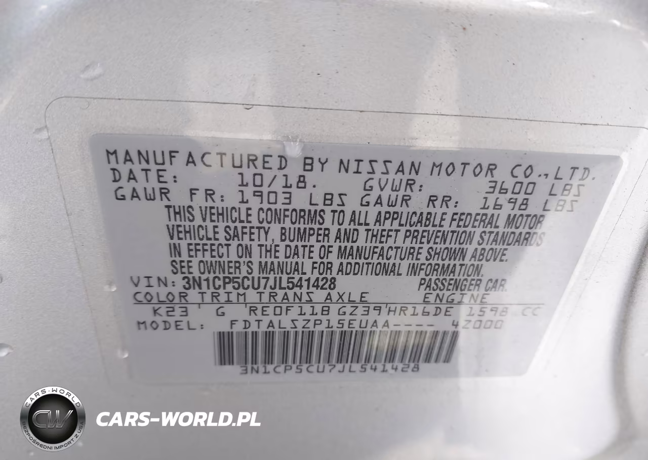 2018 Nissan Kicks Sv VIN:3N1CP5CU7JL541428 - 9