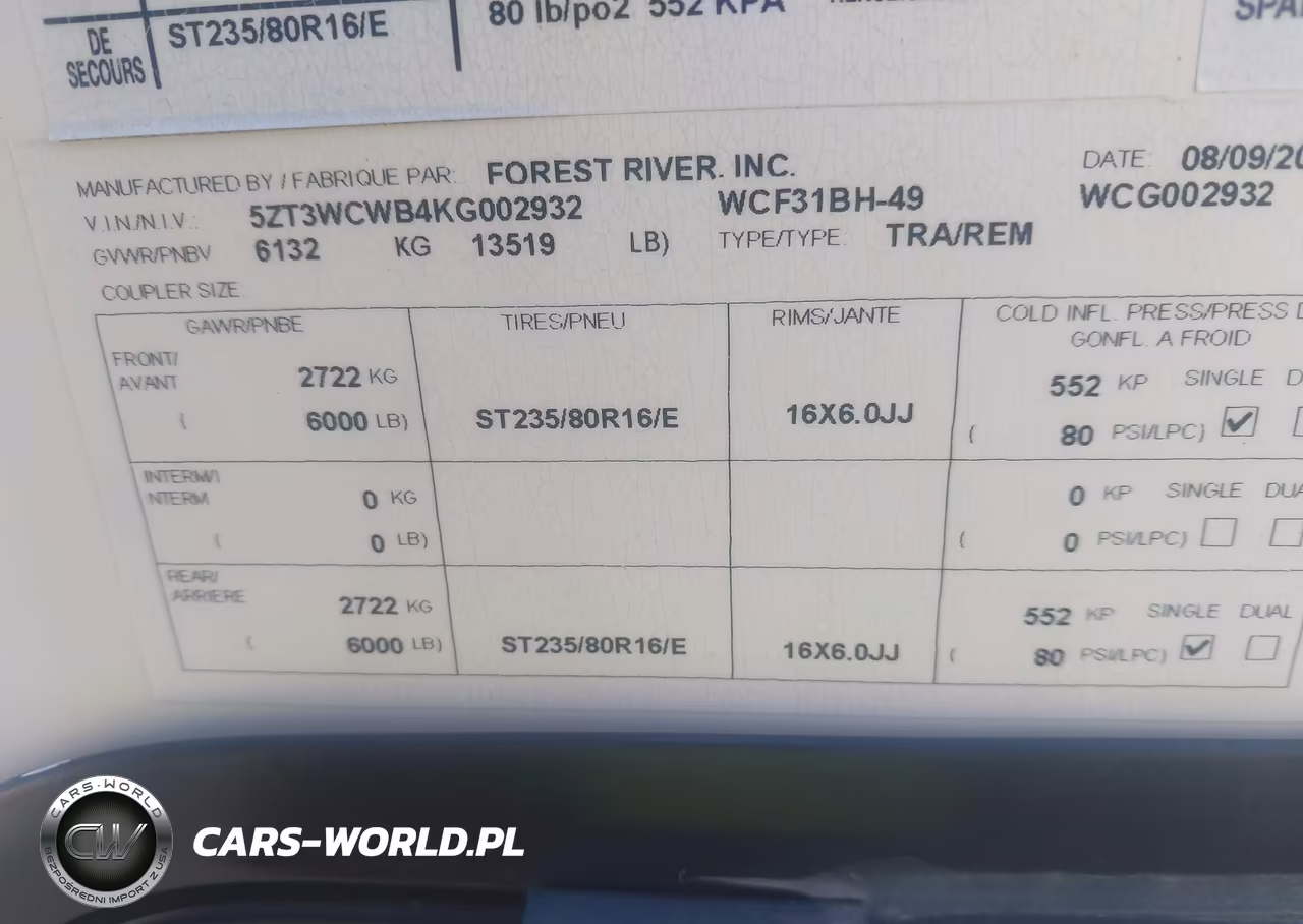 2019 Forest River Other VIN:5ZT3WCWB4KG002932 - 9