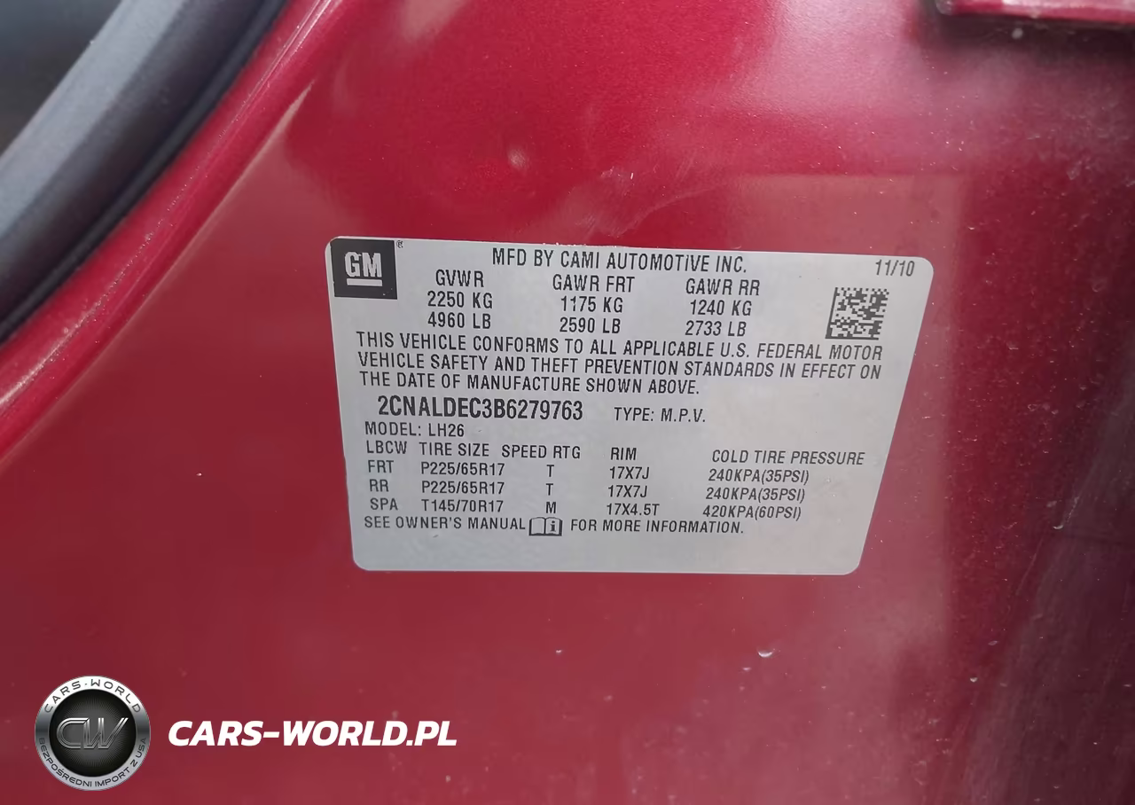 2011 Chevrolet Equinox 1Lt VIN:2CNALDEC3B6279763 - 9