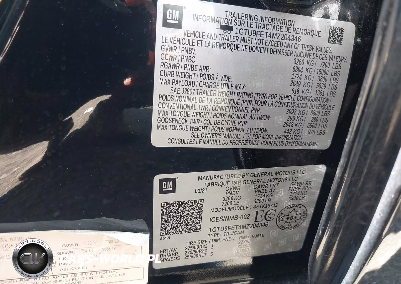 2021 GMC Sierra 1500 Denali VIN:1GTU9FET4MZ204346 - 9