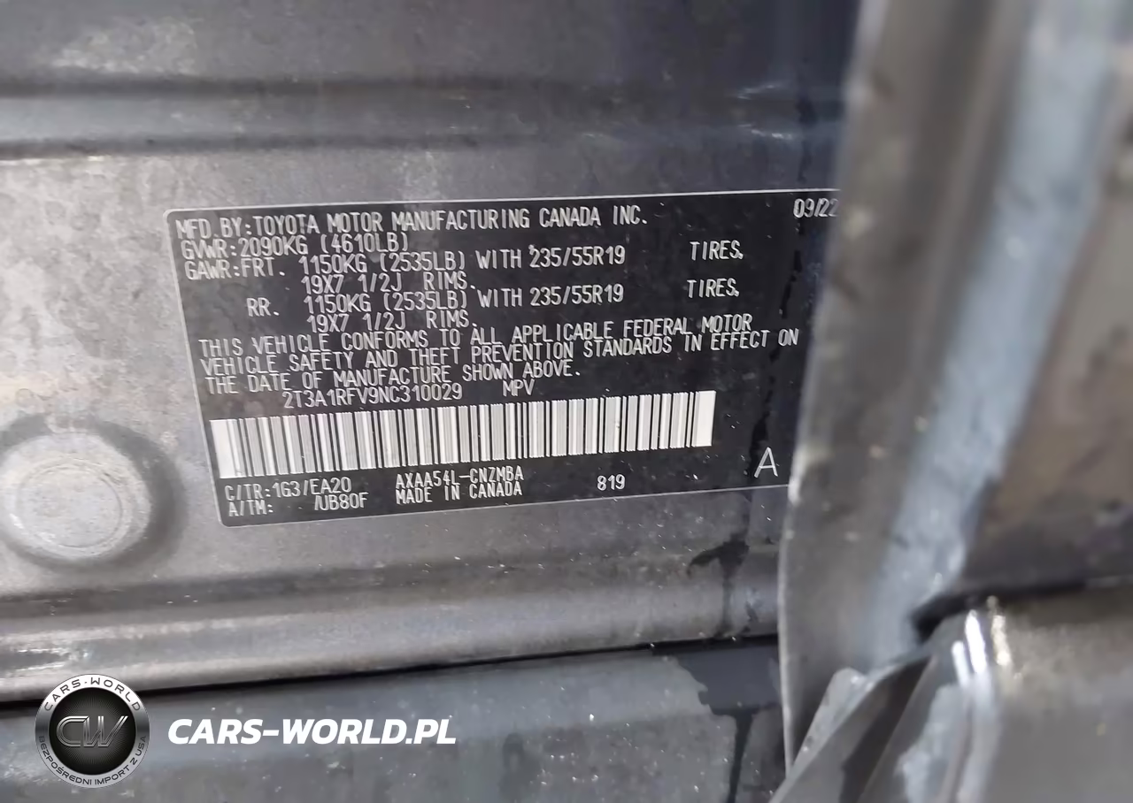 2022 Toyota Rav4 Xle Premium VIN:2T3A1RFV9NC310029 - 9