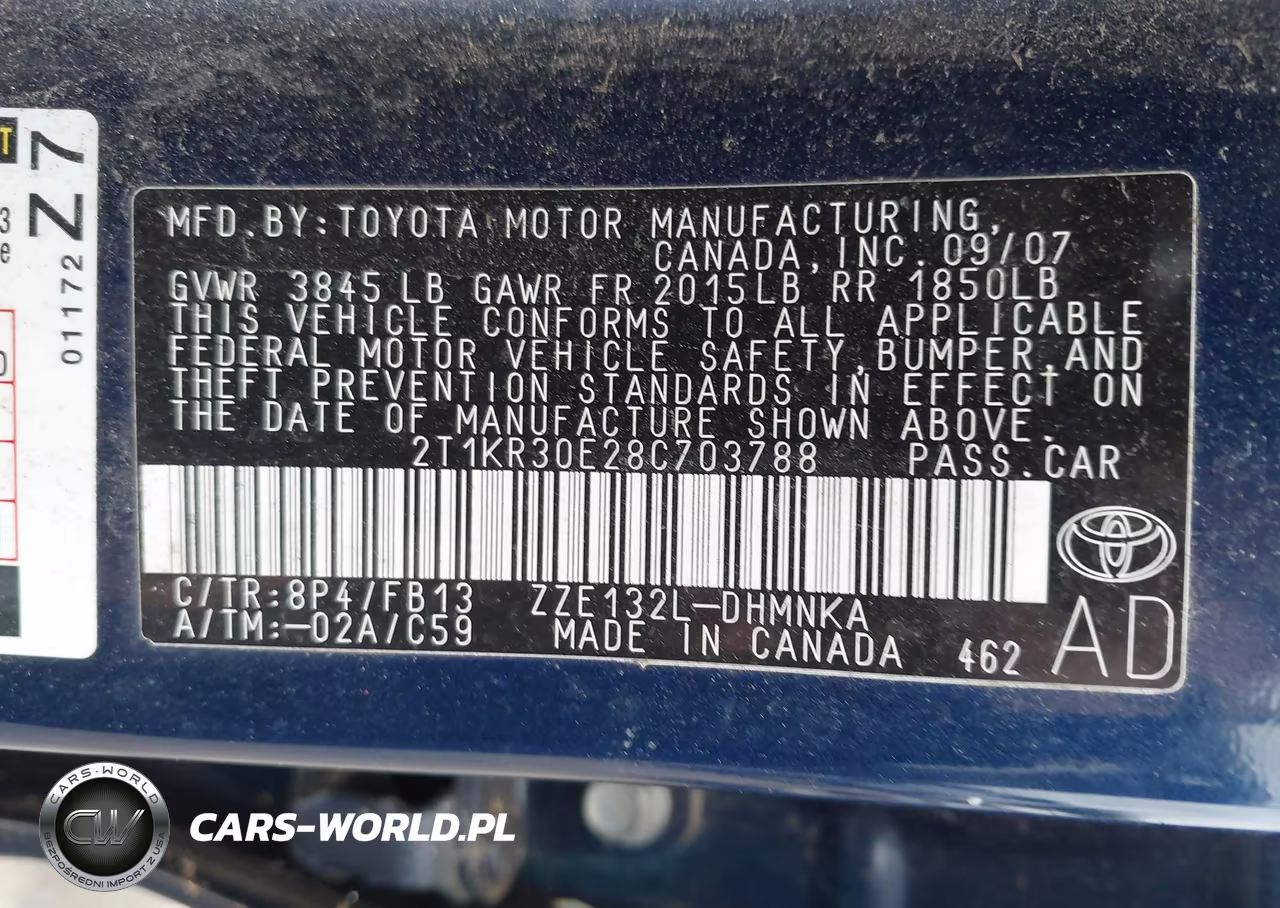 2008 Toyota Matrix Xr VIN:2T1KR30E28C703788 - 9
