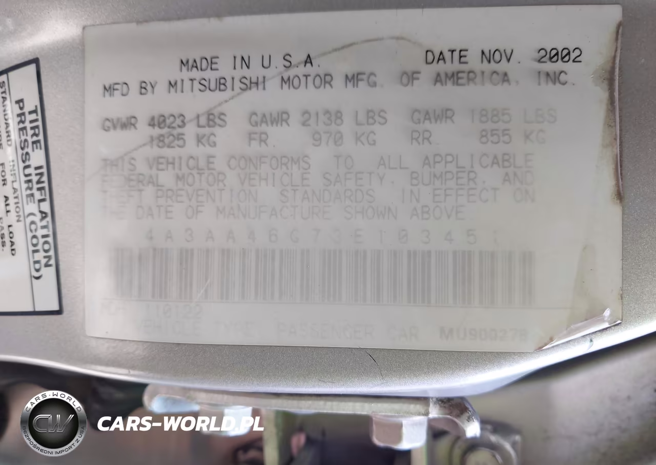 2003 Mitsubishi Galant Es-Ls VIN:4A3AA46G73E103451 - 9
