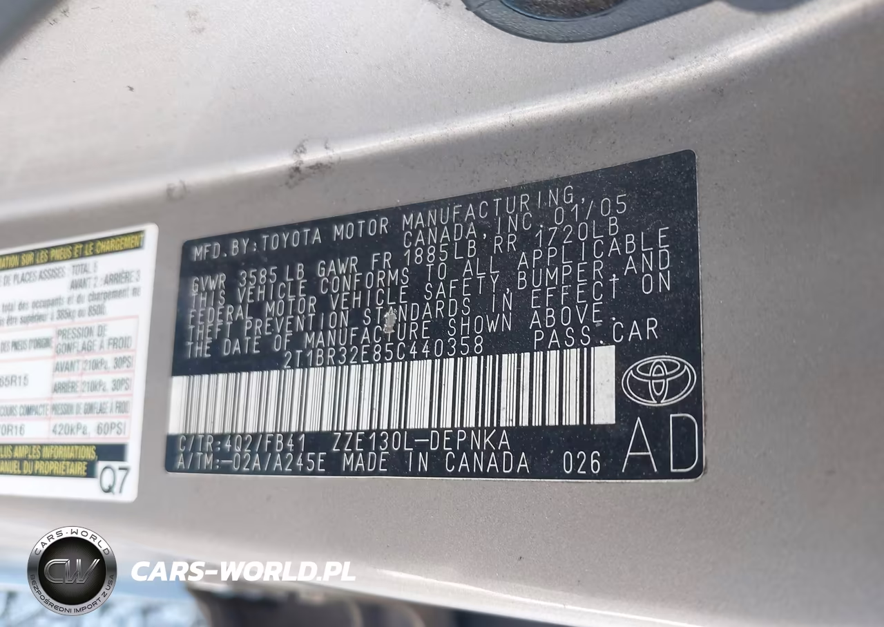 2005 Toyota Corolla Le VIN:2T1BR32E85C440358 - 9