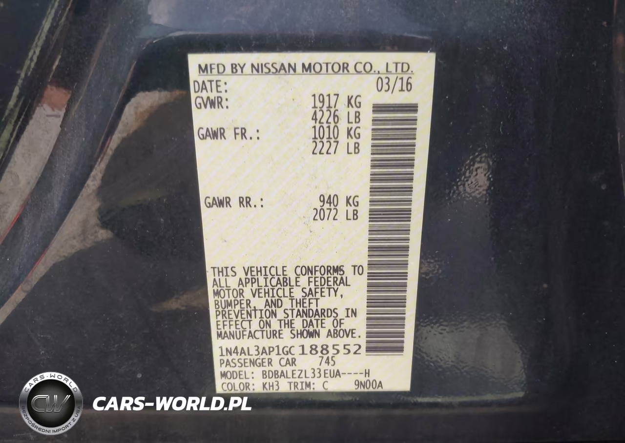 2016 Nissan Altima 2.5 S VIN:1N4AL3AP1GC188552 - 9