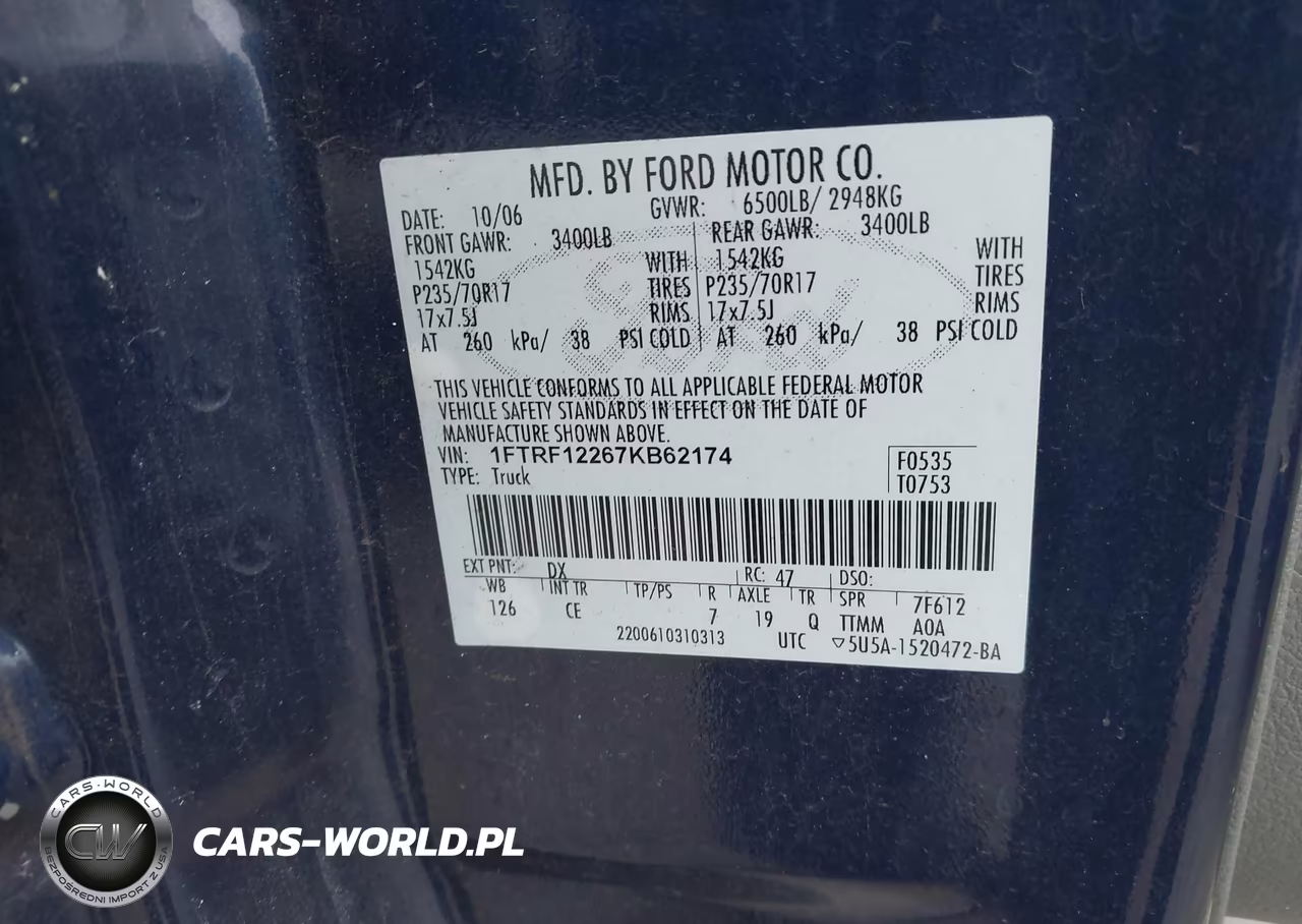 2007 Ford F-150 Stx-Xl-Xlt VIN:1FTRF12267KB62174 - 9