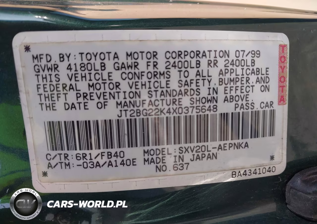 1999 Toyota Camry Le VIN:JT2BG22K4X0375648 - 9