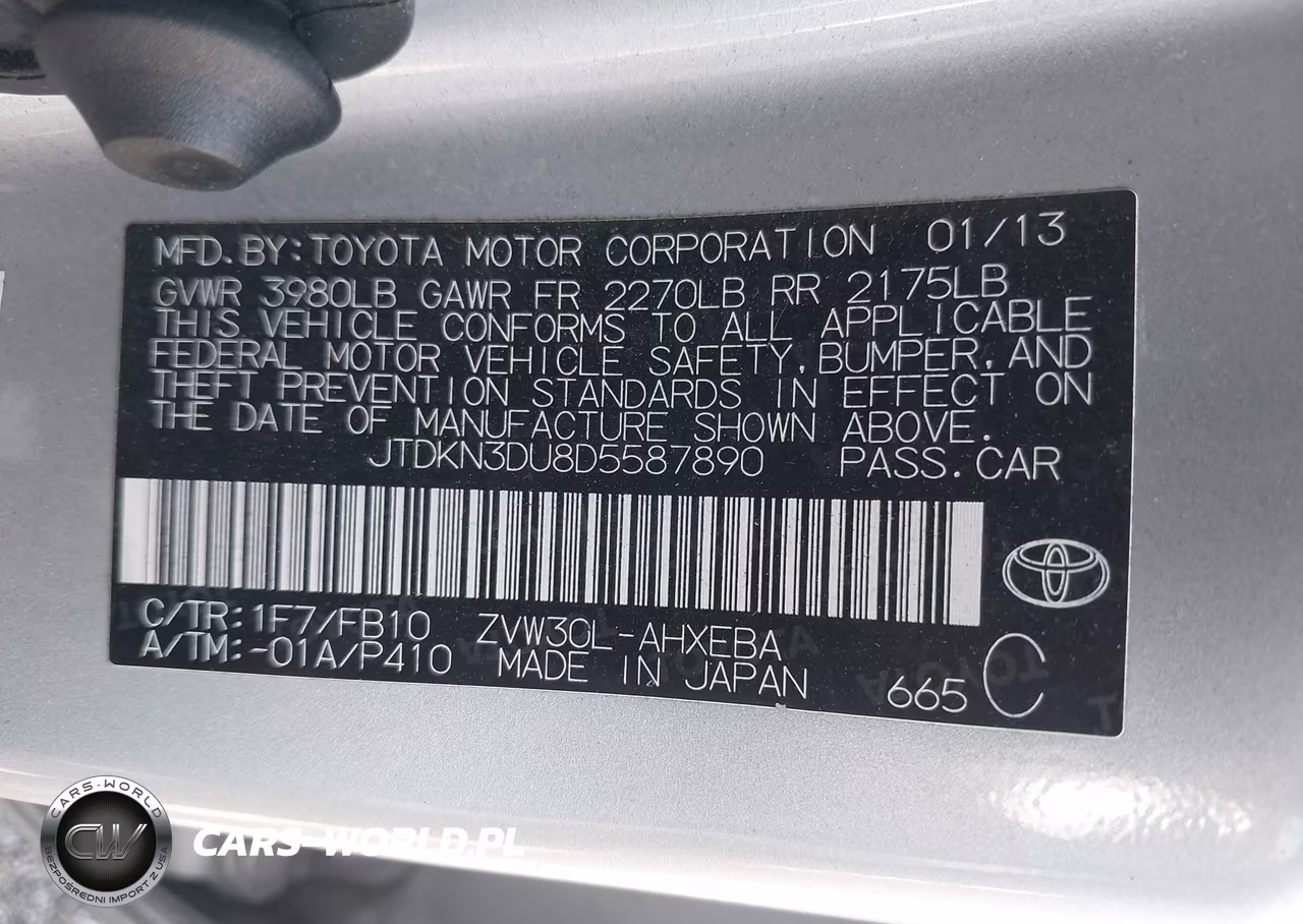 2013 Toyota Prius Three VIN:JTDKN3DU8D5587890 - 9