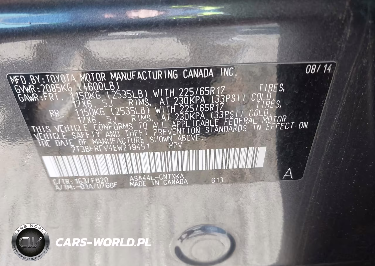 2014 Toyota Rav4 Le VIN:2T3BFREV4EW219451 - 9