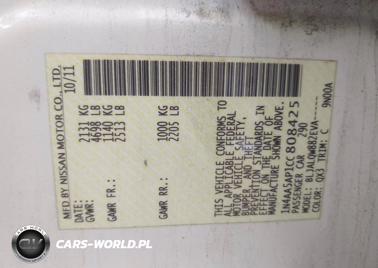 2012 Nissan Maxima 3.5 S VIN:1N4AA5AP1CC808425 - 9
