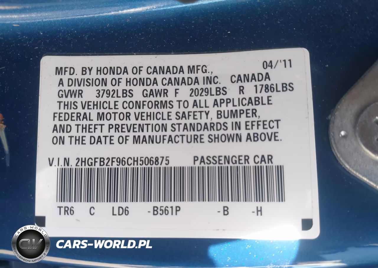 2012 Honda Civic Ex-L VIN:2HGFB2F96CH506875 - 9