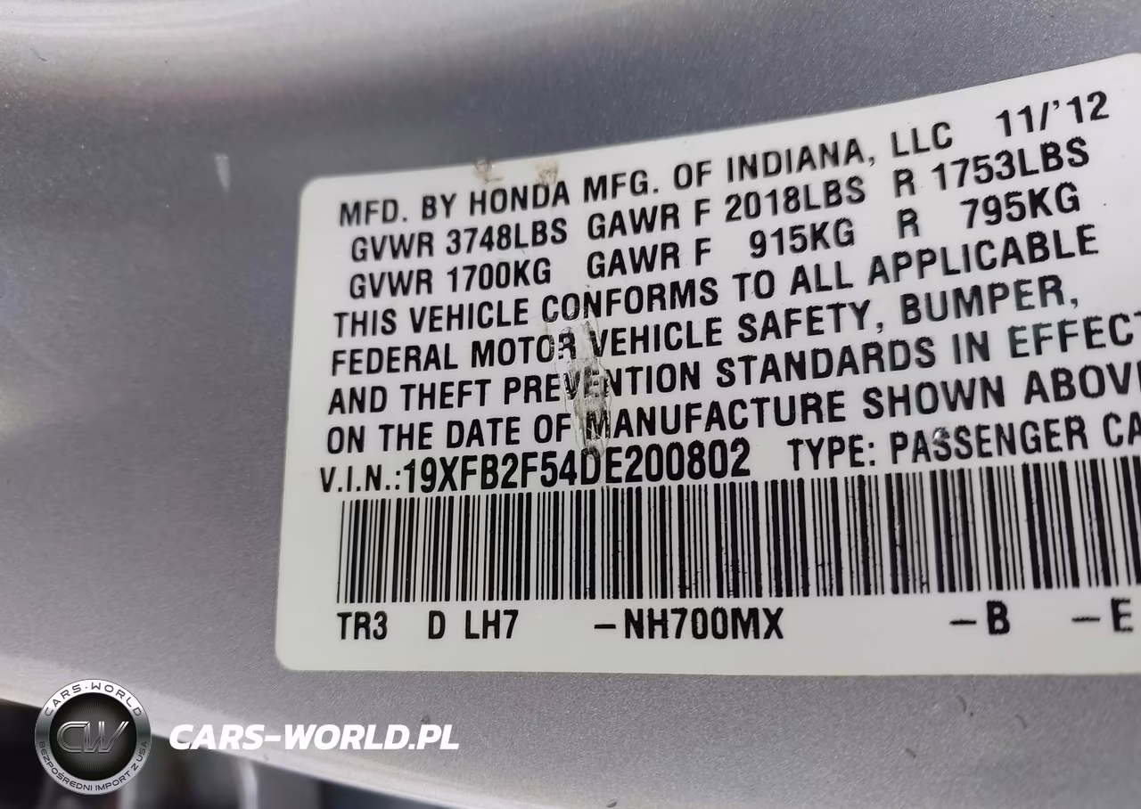2013 Honda Civic Lx VIN:19XFB2F54DE200802 - 9