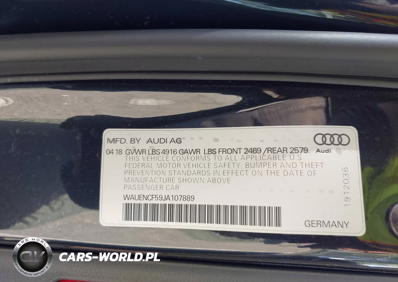2018 Audi A5 Sportback Premium Plus VIN:WAUENCF59JA107889 - 9