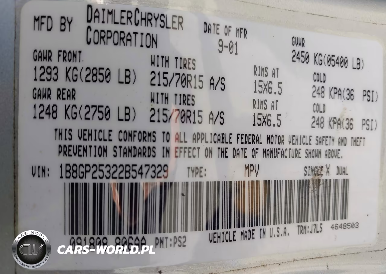 2002 Dodge Caravan Se VIN:1B8GP25322B547329 - 9